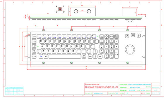 80 phím IP65 Bàn phím công nghiệp kim loại với chuột Trackball và Bàn phím số